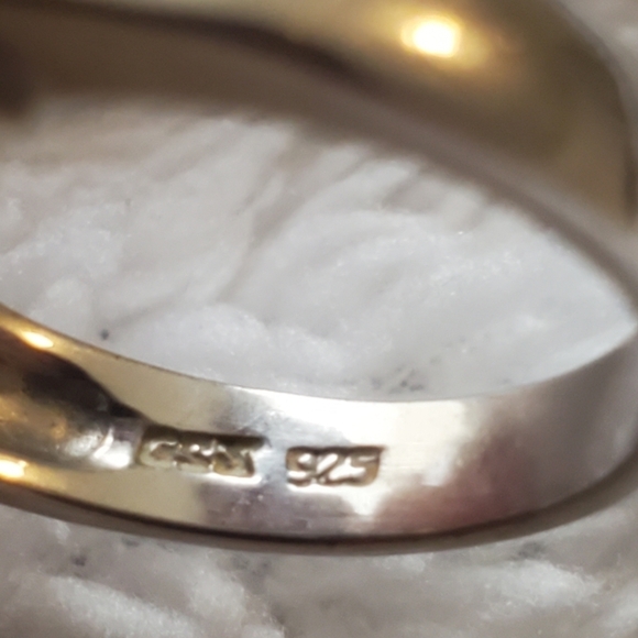 Sterling Silver Lab Created Blue Sapphire  Gem & CZ‎ Oval Cocktail Ring Size 6 - Picture 6 of 12